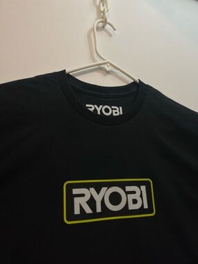 Ryobi Logo Black T-Shirt (Brand New With Tag) 18V Battery Power Tools Work Tee